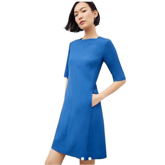 M.M.LAFLEUR THE EMILY DRESS SIDE POCKETS ANTI-ODOR RECYCLED BLUE WOMEN SIZE 8 - Picture 1 of 12